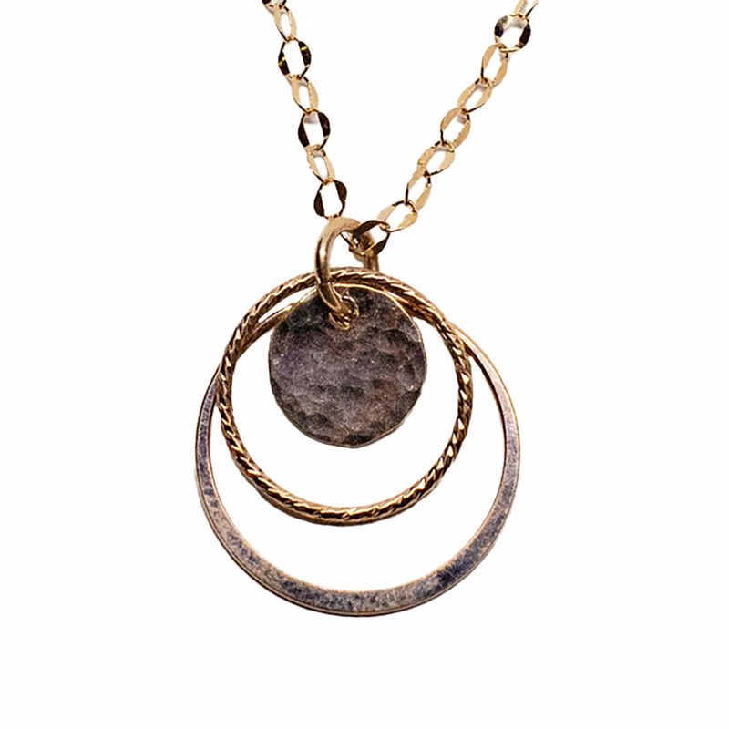 GOLD-FILLED TEXTURED CIRCLES NECKLACE
