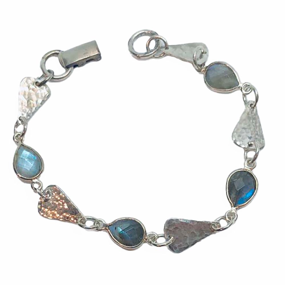 SILVER LABRADORITE TEARDROP BRACELET