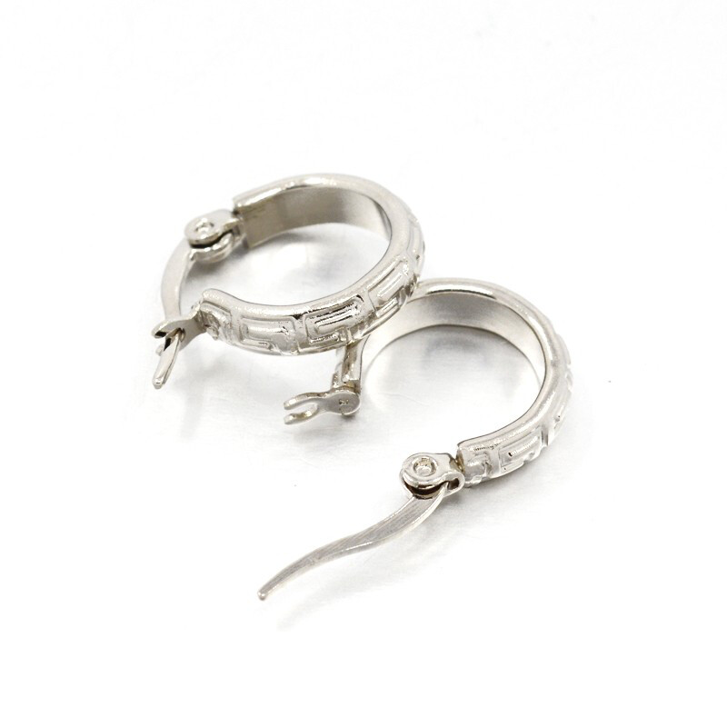 SILVER STAINLESS 35MM TEXTURE HOOP EARRINGS