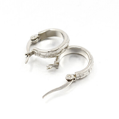SILVER STAINLESS 35MM TEXTURE HOOP EARRINGS