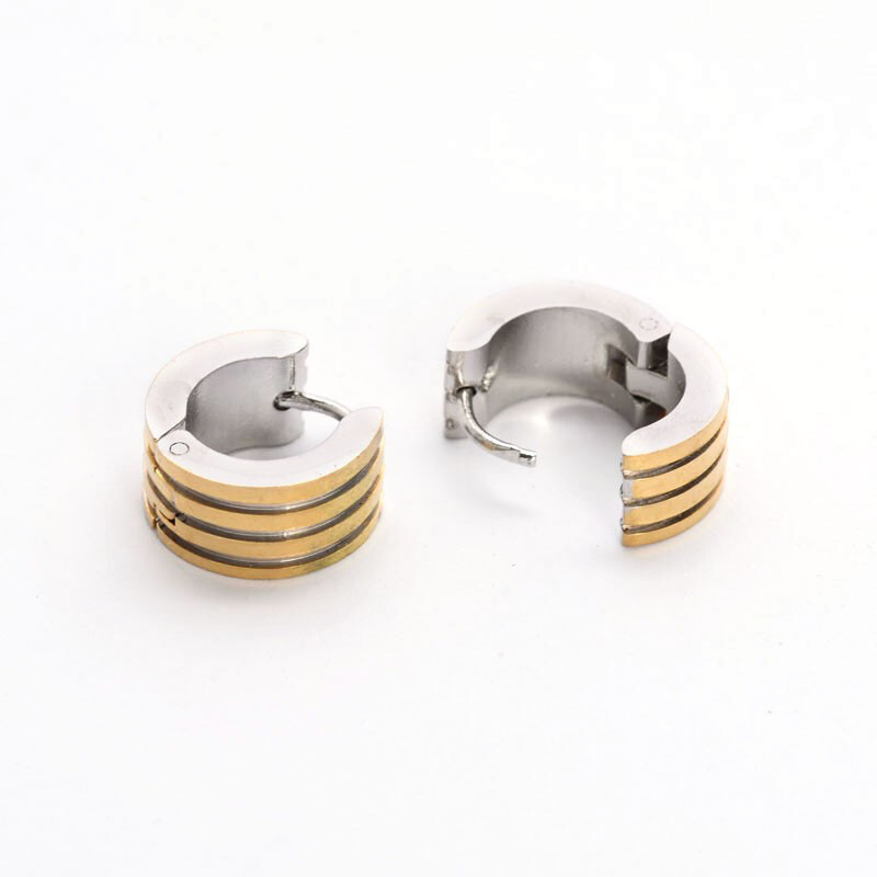 MIXED STAINLESS 13MM HOOP HUGGIE EARRINGS
