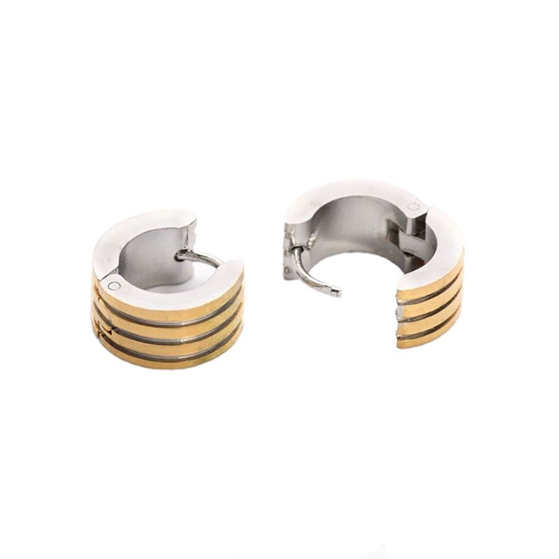 MIXED STAINLESS 13MM HOOP HUGGIE EARRINGS