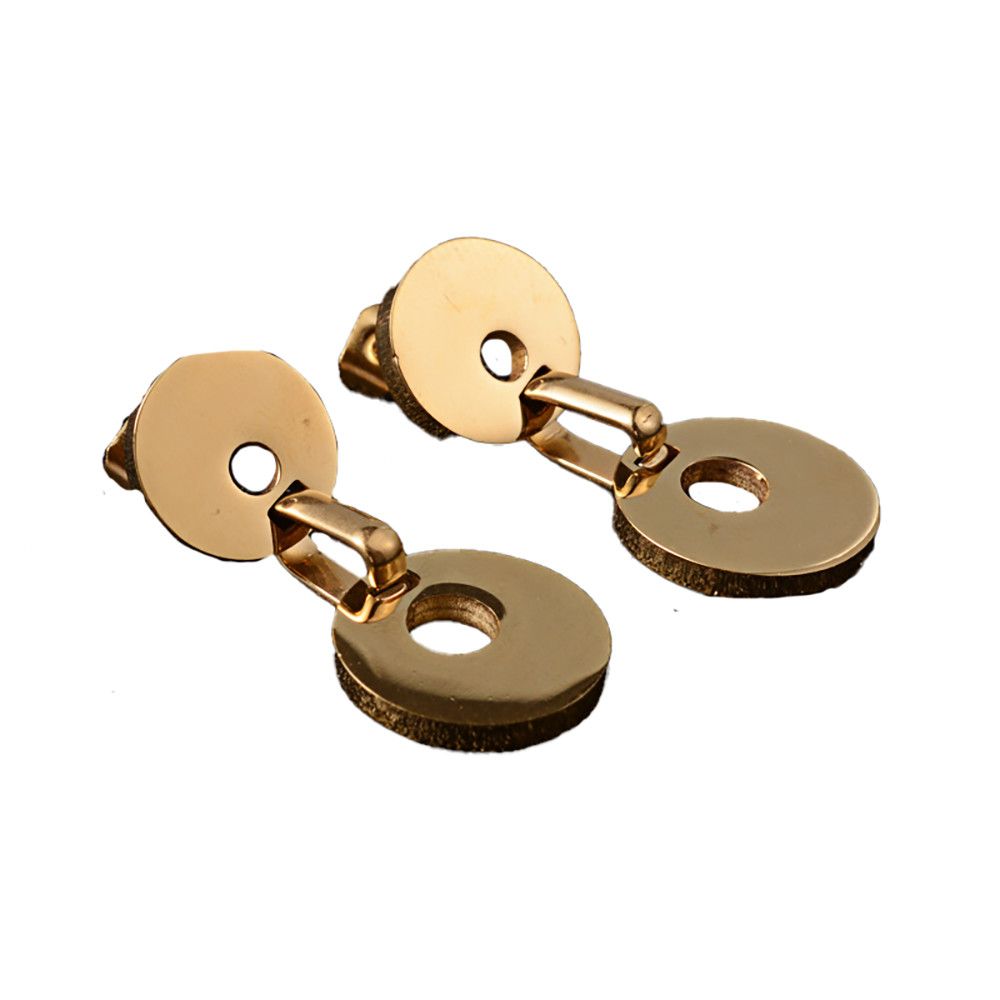 GOLD STAINLESS LINKED DOUBLE CIRCLE EARRINGS