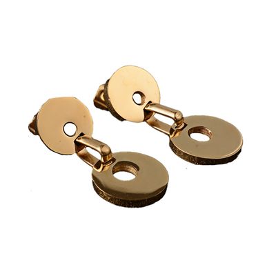 GOLD STAINLESS LINKED DOUBLE CIRCLE EARRINGS