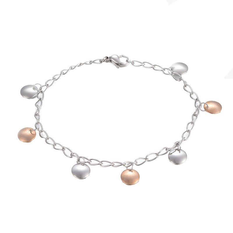 MIXED STAINLESS CIRCLE DANGLE BRACELET
