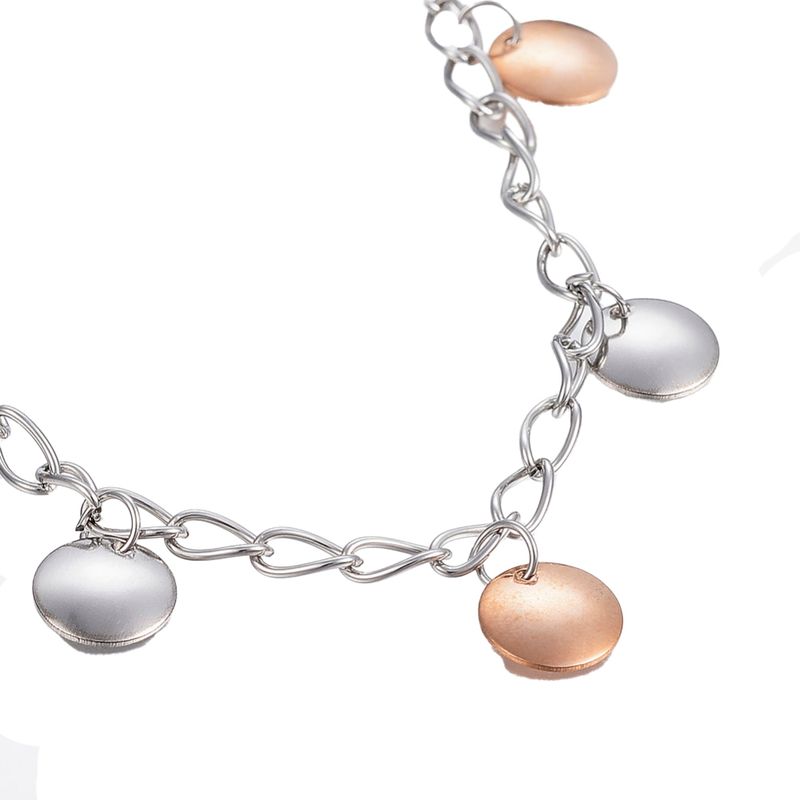 MIXED STAINLESS CIRCLE DANGLE BRACELET