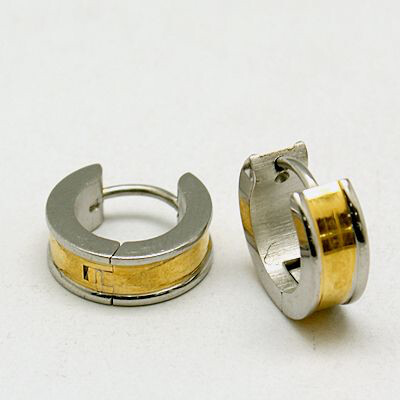 MIXED STAINLESS 13MM HOOP HUGGIE EARRINGS