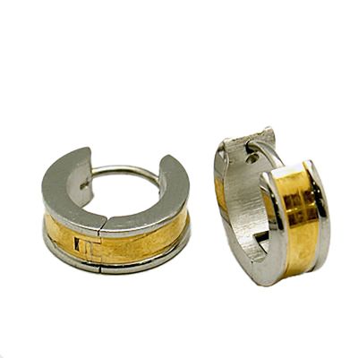 MIXED STAINLESS 13MM HOOP HUGGIE EARRINGS