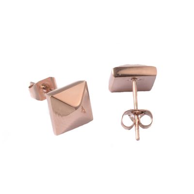 ROSE STAINLESS PYRMID STUD EARRINGS