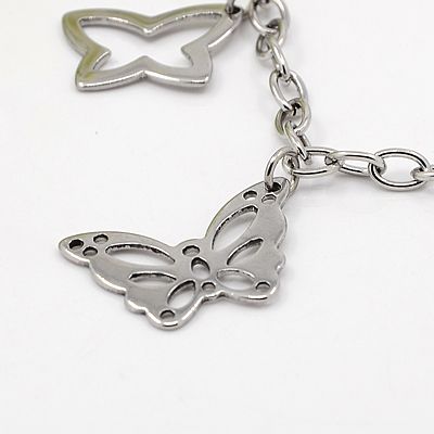 SILVER STAINLESS BUTTERFLY CUT-OUT BRACELET