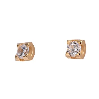 GOLD STAINLESS CZ STUD EARRINGS