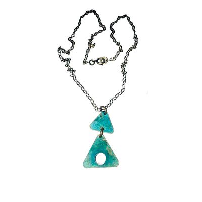 BRASS PATINA DOUBLE TRI NECKLACE