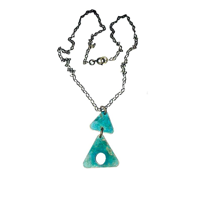 BRASS PATINA DOUBLE TRI NECKLACE