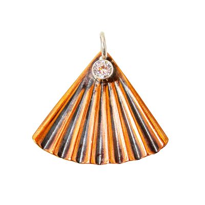 MIXED METALS OXIDIZED CZ FAN PENDANT