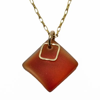 GOLD-FILLED SEA GLASS ORANGE NECKLACE