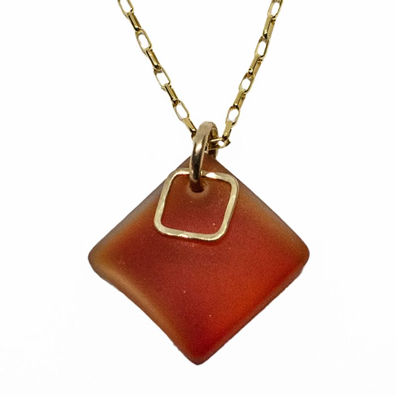 GOLD-FILLED SEA GLASS ORANGE NECKLACE