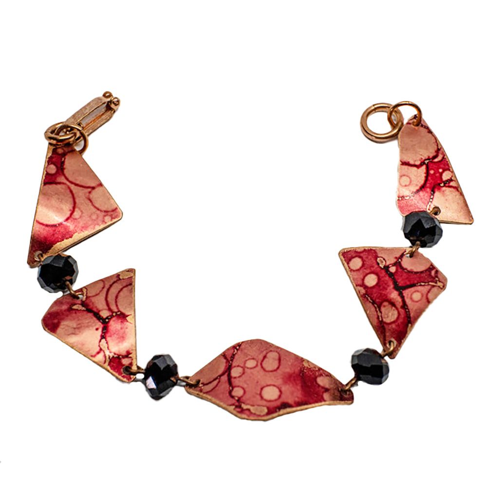 COPPER RED WINE PATINA &amp; ONYX LINK BRACELET