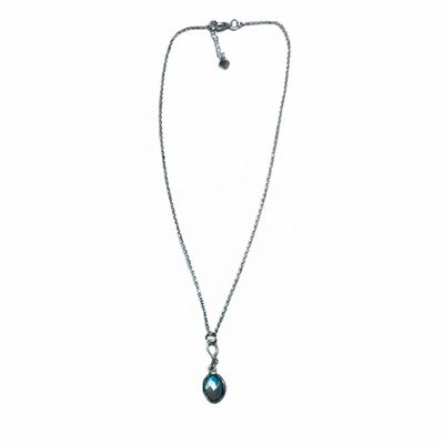 SILVER OVAL LABRADORITE  NECKLACE