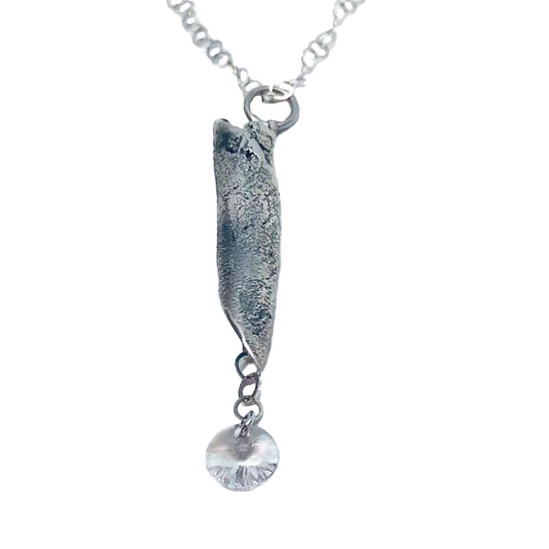 SILVER OXIDIZED CAST POD &amp; CZ NECKLACE