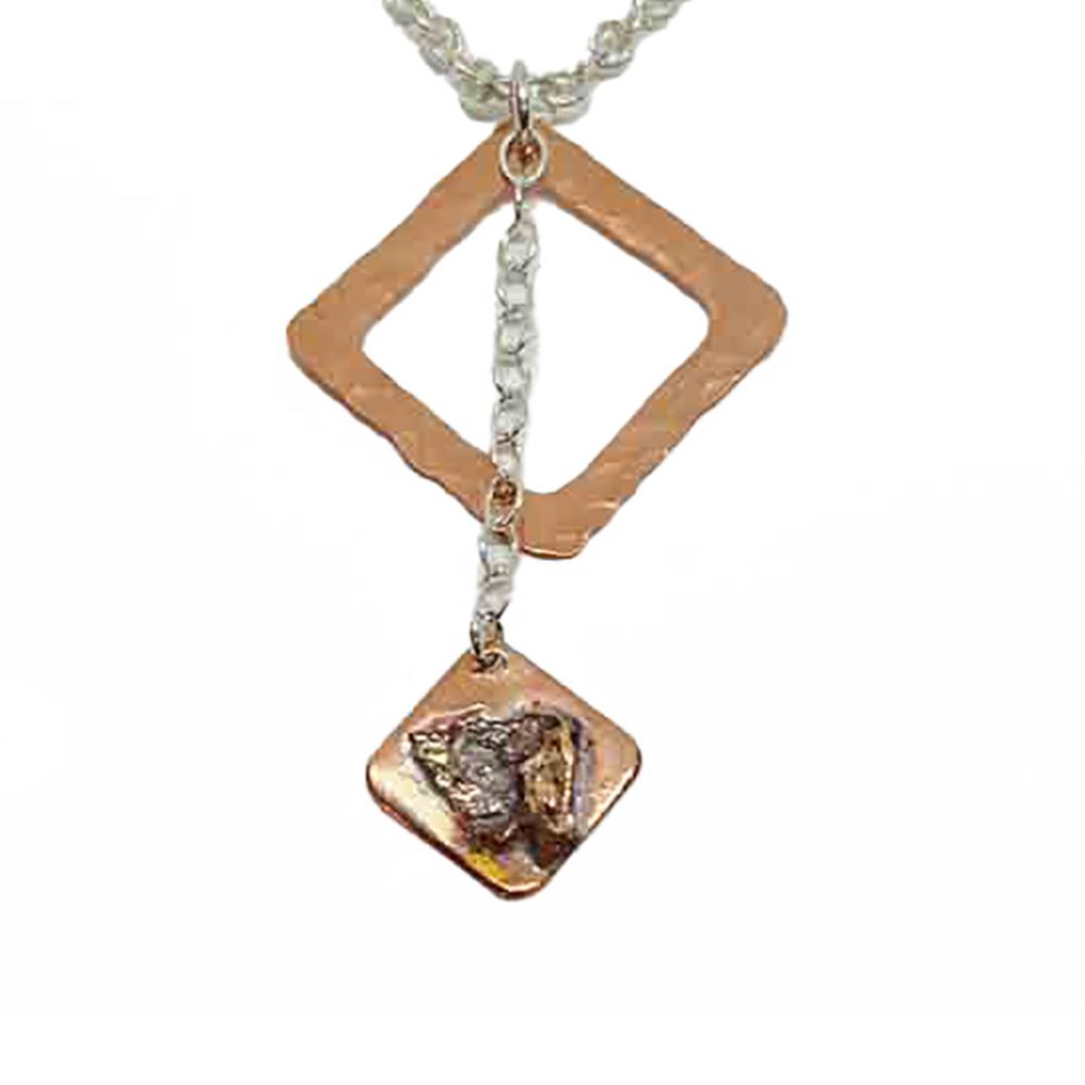 MIXED METALS DIAMOND SHAPES NECKLACE
