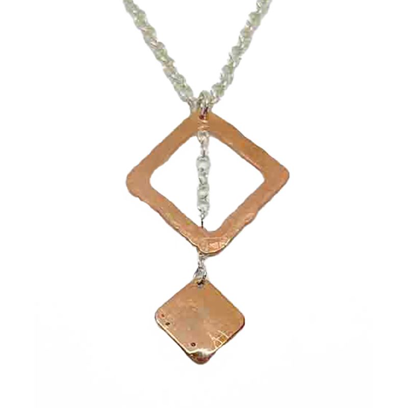 MIXED METALS DIAMOND SHAPES NECKLACE