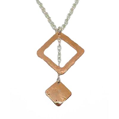 MIXED METALS DIAMOND SHAPES NECKLACE