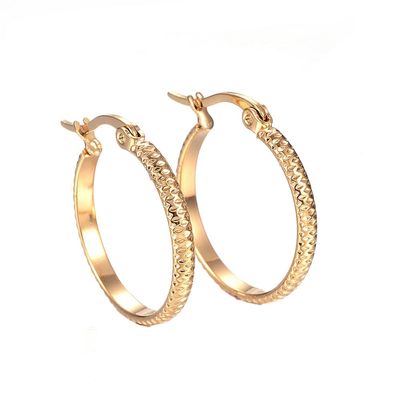 GOLD STAINLESS TEXTURED HOOP EARRINGS