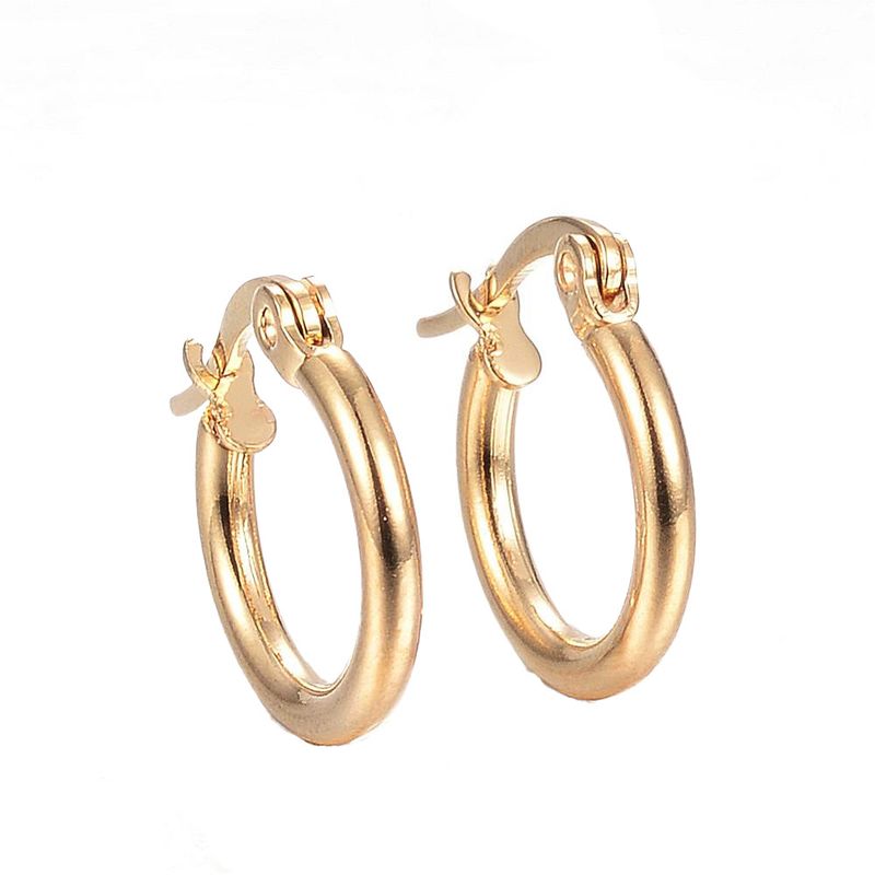 GOLD STAINLESS SMOOTH HOOP EARRINGS