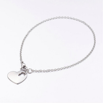SILVER STAINLESS HEART ANKLET