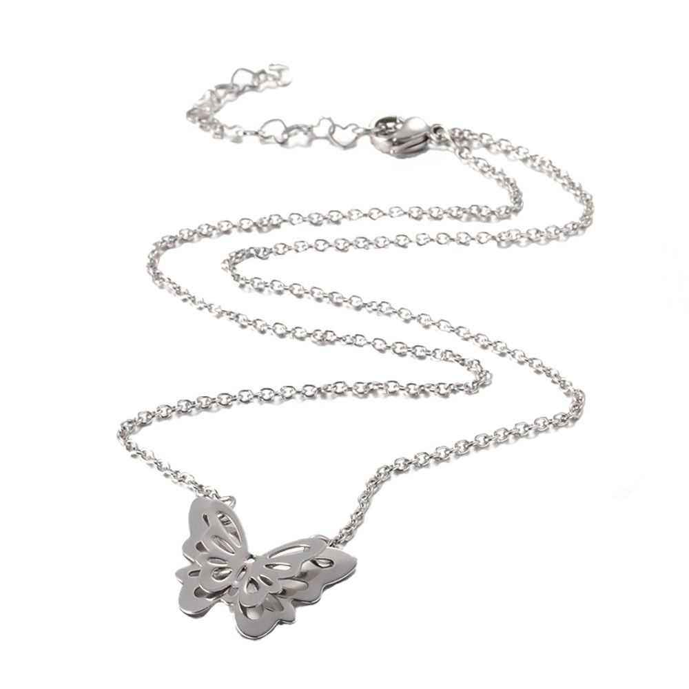 SILVER STAINLESS BUTTERFLY NECKLACE