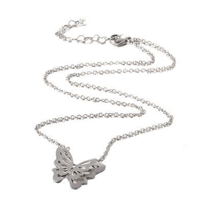 SILVER STAINLESS BUTTERFLY NECKLACE