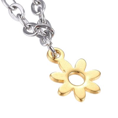 MIXED STAINLESS FLOWER DANGLE BRACELET