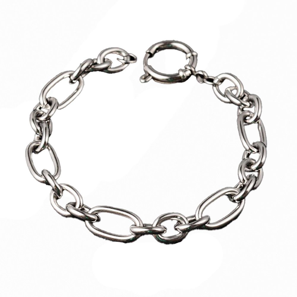 SILVER STAINLESS OVAL LINK BRACELET