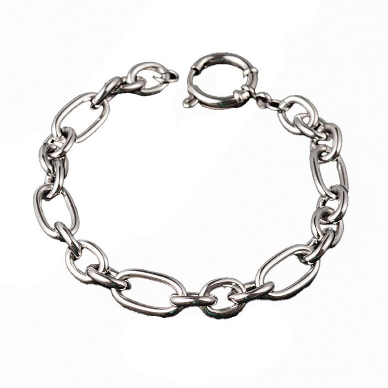 SILVER STAINLESS OVAL LINK BRACELET