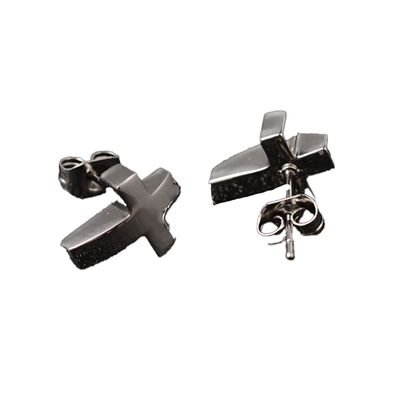 SILVER STAINLESS CROSS EARRINGS