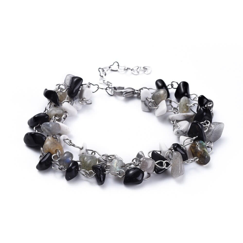 STAINLESS MULTI-STONES BRACELET FJB70