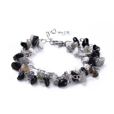 STAINLESS MULTI-STONES BRACELET FJB70