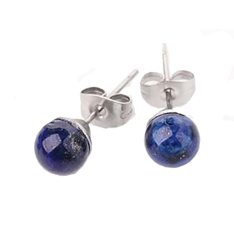 SILVER STAINLESS LAPIS EARRINGS