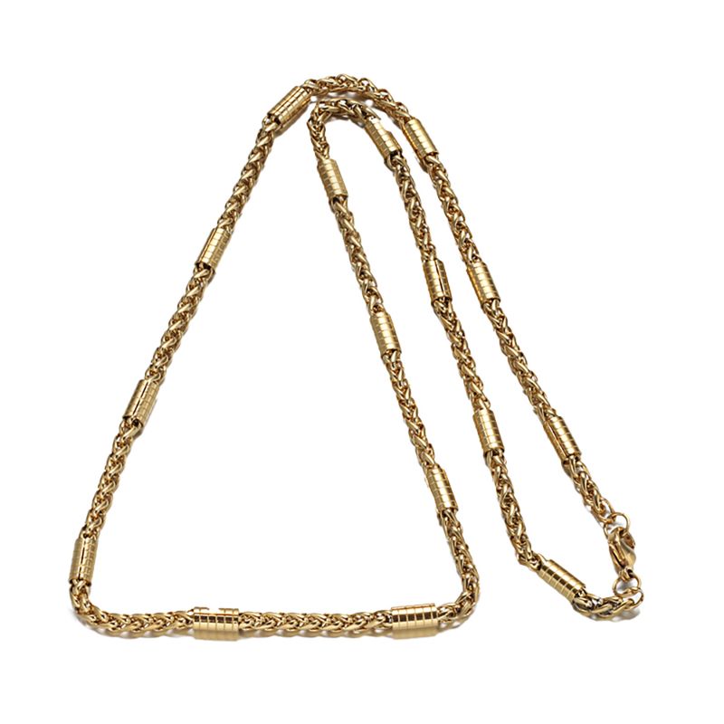 GOLD STAINLESS CYLINDER CHAIN - 24