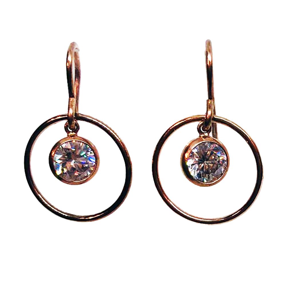 GOLD-FILLED CIRCLE &amp; CZ EARRINGS
