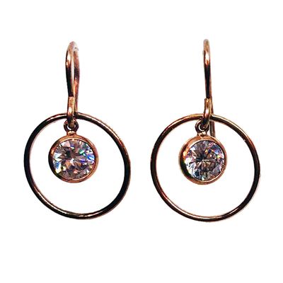 GOLD-FILLED CIRCLE &amp; CZ EARRINGS
