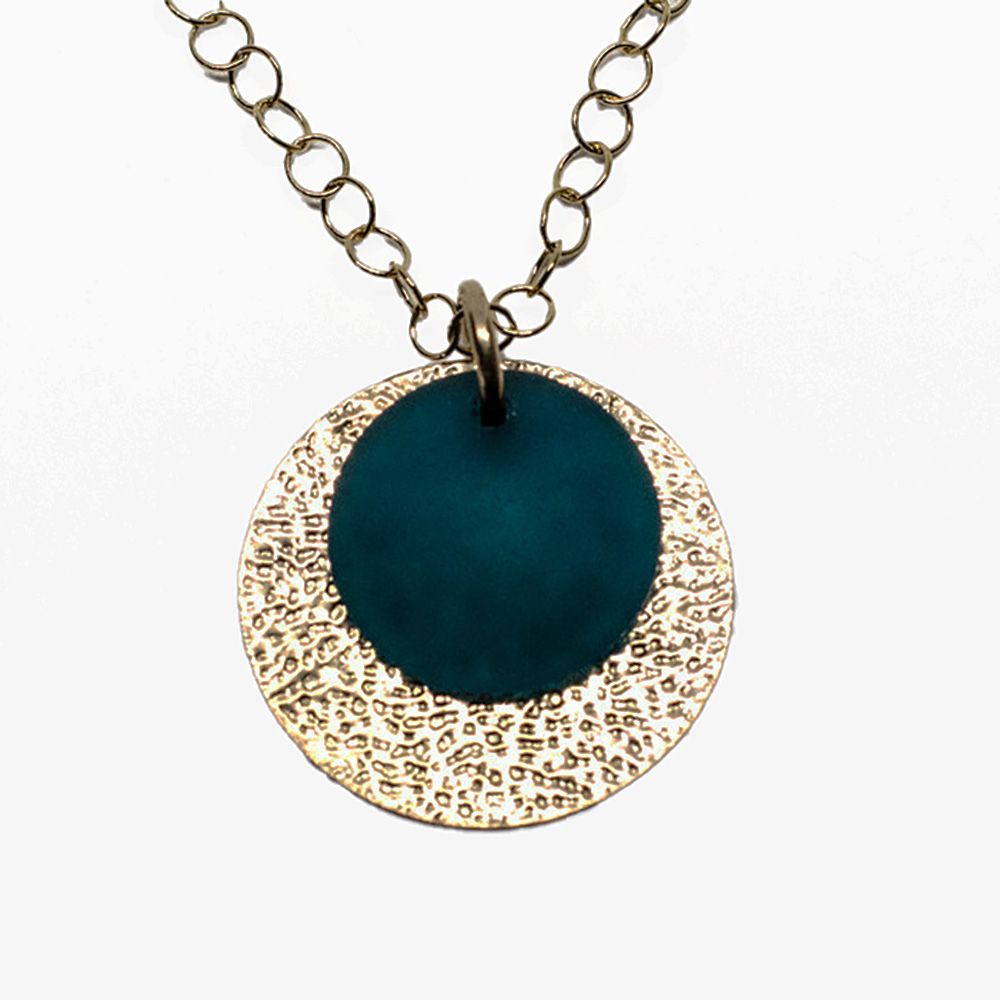 GOLD-FILLED SEA GLASS BLUE/GREEN NECKLACE