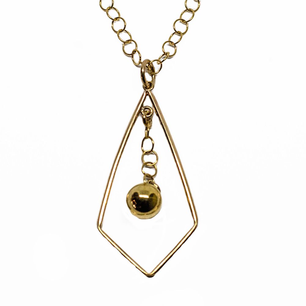 GOLD-FILLED KITE-SHAPE BALL DROP NECKLACE