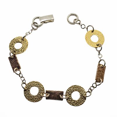 MIXED METALS SHAPES LINK BRACELET MIXED METALS SHAPES LINK BRACELET