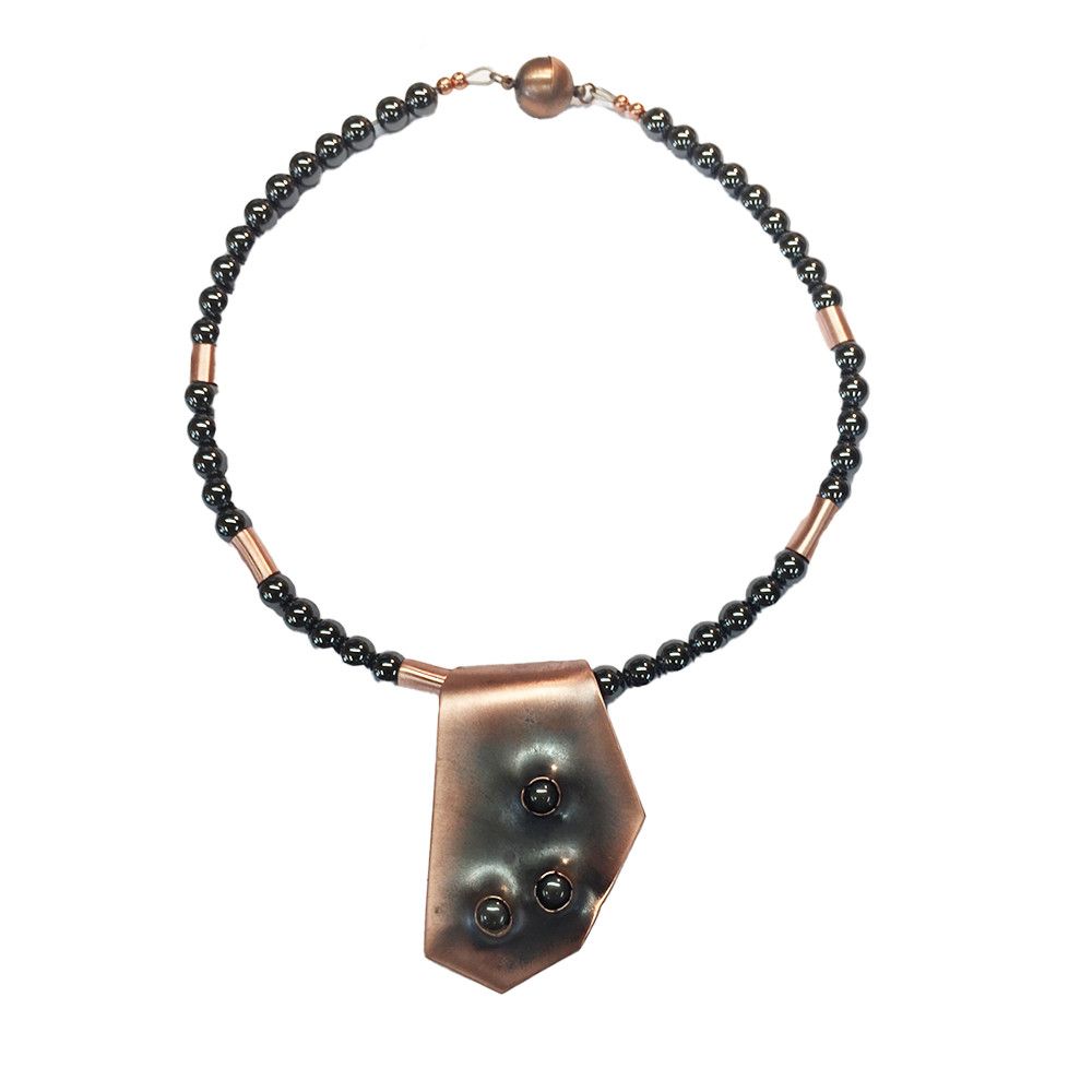 COPPER PUNCH HOLE HEMATITE NECKLACE
