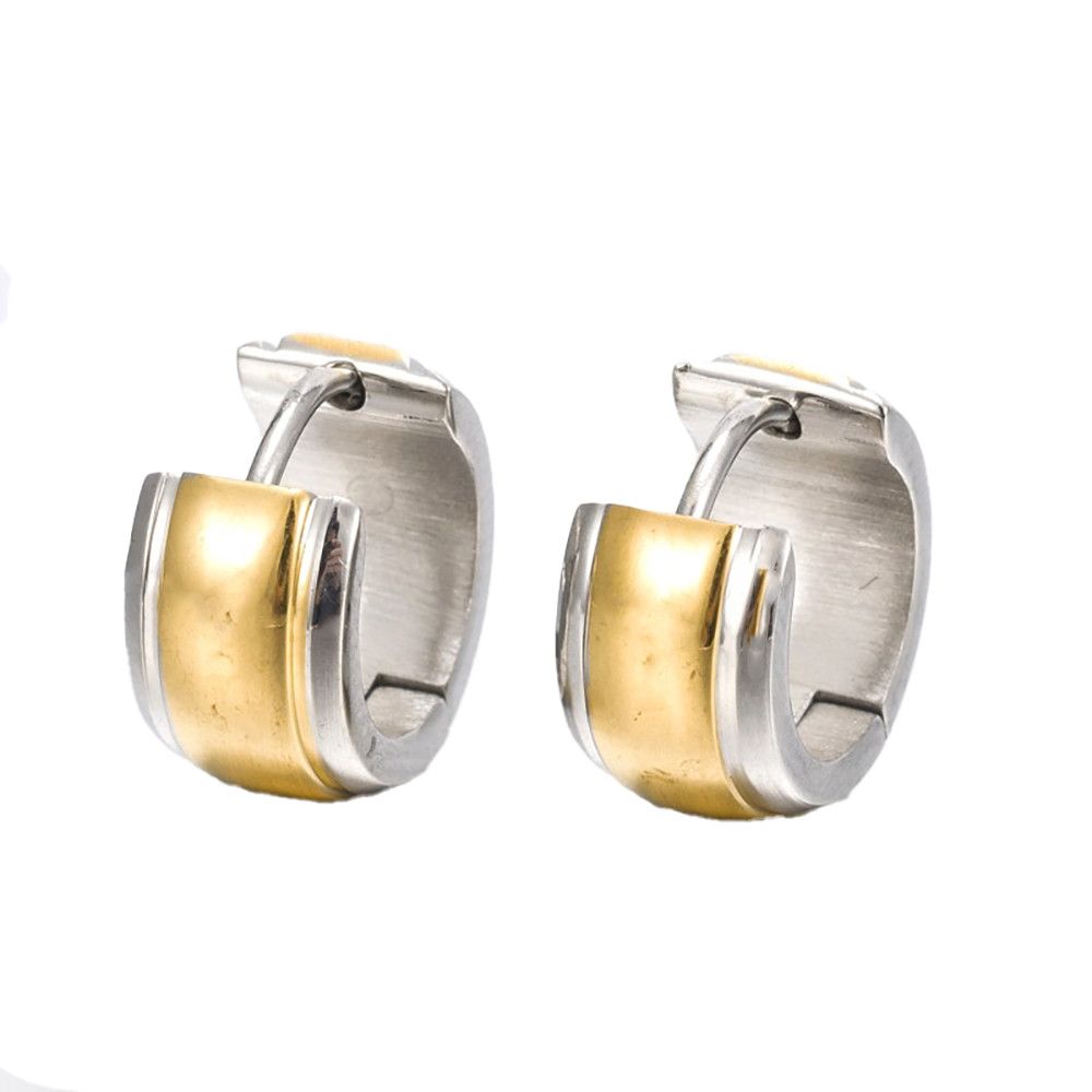 MIXED STAINLESS  13MM HOOP HUGGIE EARRINGS