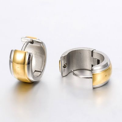 MIXED STAINLESS  13MM HOOP HUGGIE EARRINGS