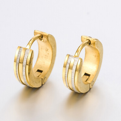 MIXED STAINLESS 13MM HOOP HUGGIE EARRINGS