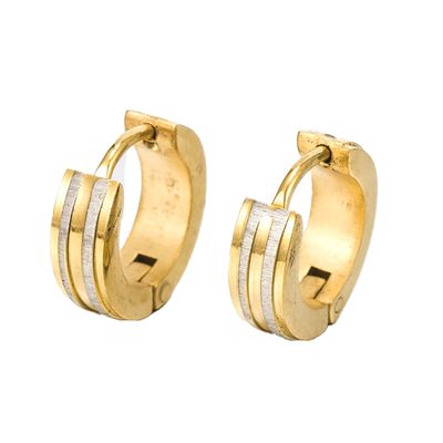MIXED STAINLESS 13MM HOOP HUGGIE EARRINGS