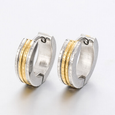 MIXED STAINLESS 13MM HOOP HUGGIE EARRINGS